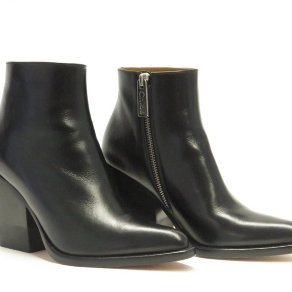 Chloe Rylee Booties Black Leather Size 36.5 - Picture 2 of 8